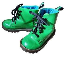 Faded Glory Patent Leather Alex Lace-up Boots Size 7 Green